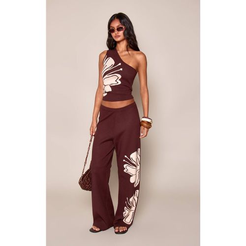 Pantalon Large En Maille Compacte À Imprimé Fleuri | Taille XS - PrettyLittleThing - Modalova