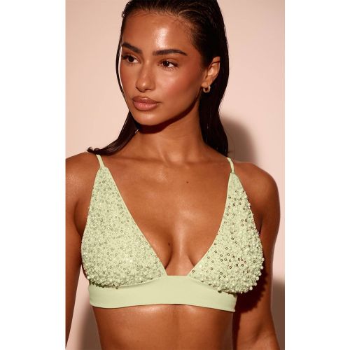 Green Haut De Bikini Orné De Sequins | Taille 32 - PrettyLittleThing - Modalova