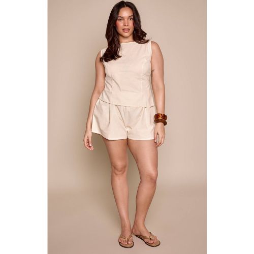 Natural Short Long Grande Taille En Tissu Tissé Texturé Ensemble Coordonné | Taille 46 - PrettyLittleThing - Modalova