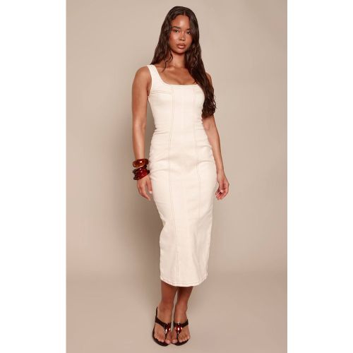 Robe Maxi En Denim Ajustée Avec Détails De Coutures | Taille 32 - PrettyLittleThing - Modalova