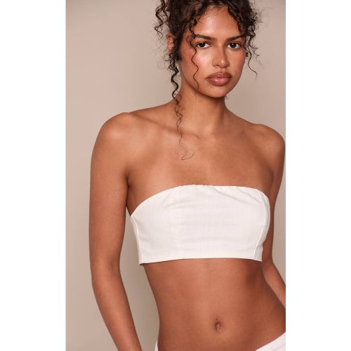 White Ensemble Coordonné Bralette Ajustée Aspect Lin | Taille 42 - PrettyLittleThing - Modalova