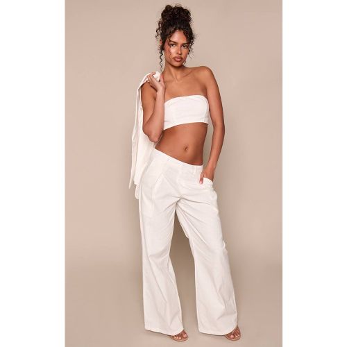 White Ensemble Coordonné Pantalon Tailleur Effet Lin | Taille 40 - PrettyLittleThing - Modalova