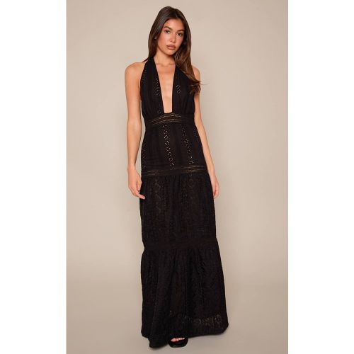 Black Robe Longue Texturée À Col Licou | Taille 42 - PrettyLittleThing - Modalova