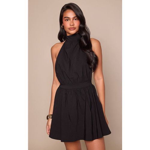 Black Robe Droite Dos Nu En Tissu Extensible Avec Col Licou | Taille 42 - PrettyLittleThing - Modalova