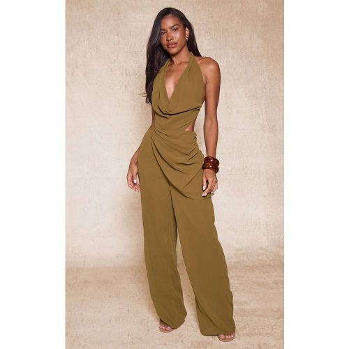 Olive Combinaison En Mousseline À Décolleté Plongeant Avec Détails Drapés | Taille 42 - PrettyLittleThing - Modalova