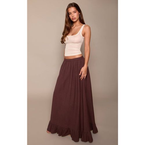 Jupe Longue Fluide À Volants Effet Lin | Taille 32 - PrettyLittleThing - Modalova