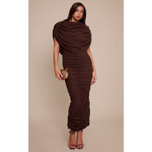 Robe Longue Froncée À Détail Superposition En Mousseline | Taille 32 - PrettyLittleThing - Modalova