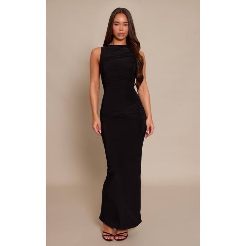 Black Robe Maxi Portefeuille Froncée En Tissu Slinky | Taille 42 - PrettyLittleThing - Modalova