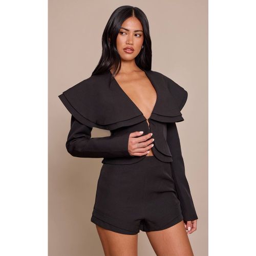 Black Combinaison-short Oversize Tissée Ajustée | Taille 42 - PrettyLittleThing - Modalova
