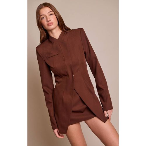 Robe Moulante À Manches Longues Avec Superposition Ajustée | Taille 42 - PrettyLittleThing - Modalova