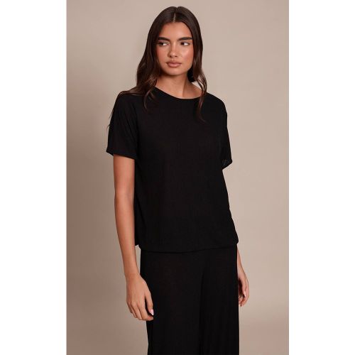 Black Ensemble Coordonné T-shirt Fluide Texturé Transparent | Taille 42 - PrettyLittleThing - Modalova