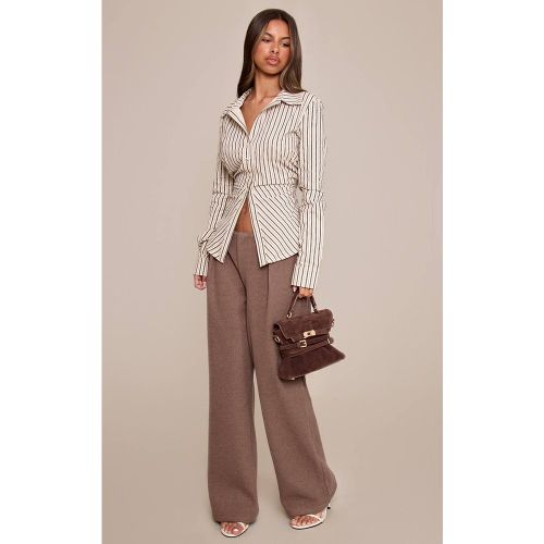 Pantalon Petite Aspect Laine Foncé | Taille 30 - PrettyLittleThing - Modalova