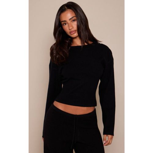 Black T-shirt Petite À Manches Longues Cocoon Resserrées | Taille Large - PrettyLittleThing - Modalova