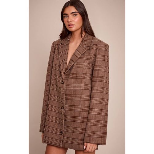 Brown Robe Blazer Structurée Oversize À Carreaux | Taille 42 - PrettyLittleThing - Modalova