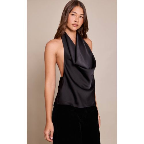 Black Top Long En Satin À Col Bénitier | Taille 42 - PrettyLittleThing - Modalova