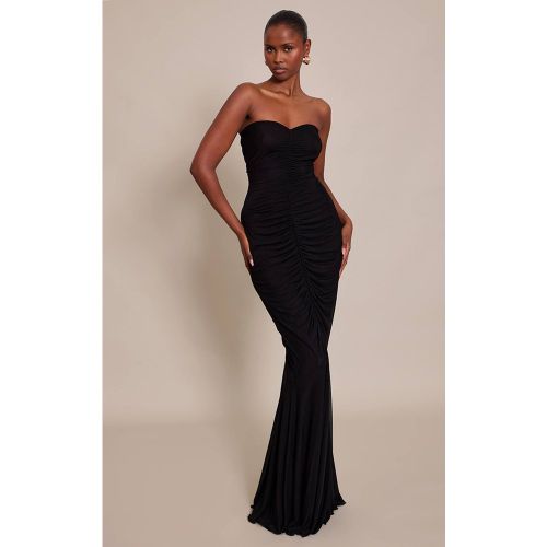 Black Robe Longue Bandeau En Mesh Avec Détails Froncés | Taille 42 - PrettyLittleThing - Modalova