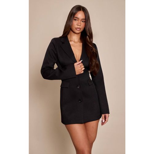 Black Robe Blazer Cintrée Tissée Avec Détail Boutons Au Dos | Taille 42 - PrettyLittleThing - Modalova