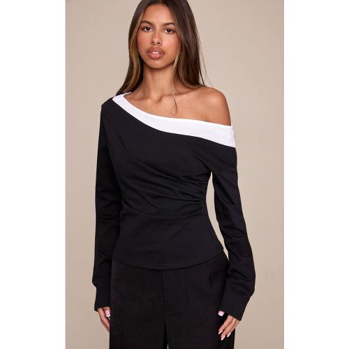 Black Haut Petite À Double Épaisseur Avec Détail Asymétrique | Taille 32 - PrettyLittleThing - Modalova