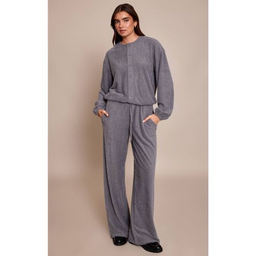 Grey Pantalon Large Texturé À Cordon De Serrage Ensemble Coordonné | Taille 42 - PrettyLittleThing - Modalova