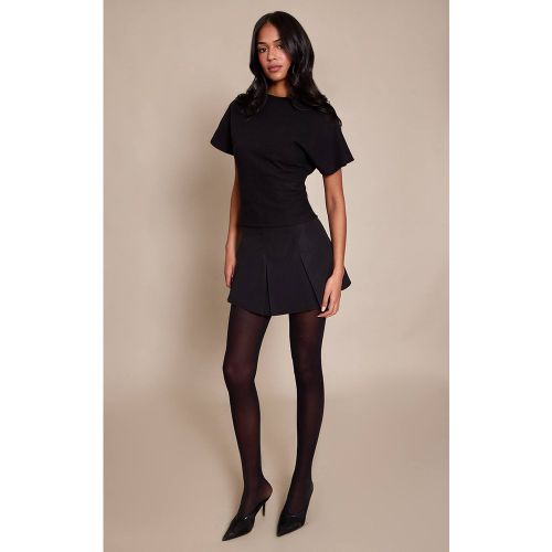 Black Jupe-short Patineuse Tissée Ajustée À Plis Creux Tall | Taille 42 - PrettyLittleThing - Modalova
