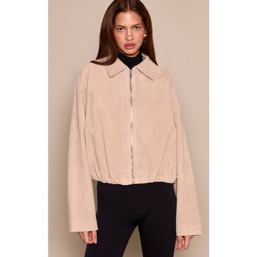 Bone Veste En Daim Zippée À Ourlet Froncé | Taille XS - PrettyLittleThing - Modalova