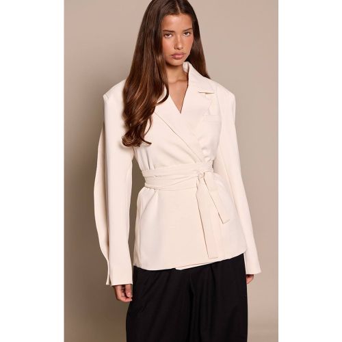 Cream Blazer À Détail Cache-cœur | Taille 42 - PrettyLittleThing - Modalova