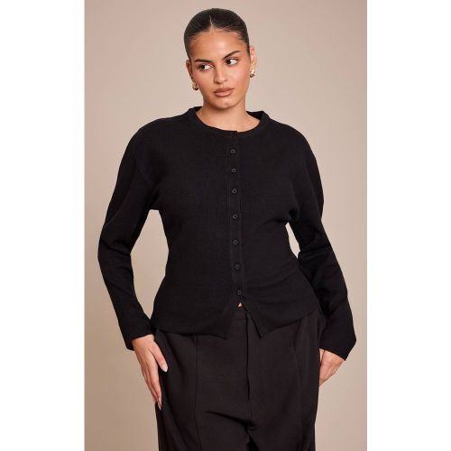 Black Top En Maille À Manches Longues Boutonné Grande Taille | Taille Large - PrettyLittleThing - Modalova