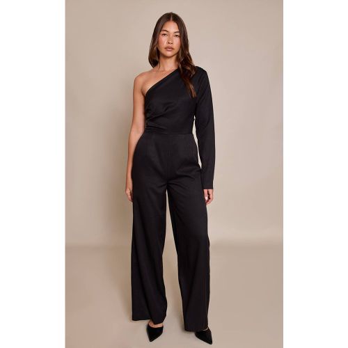 Black Combinaison Pantalon Ajustée Tissée À Une Manche | Taille 42 - PrettyLittleThing - Modalova