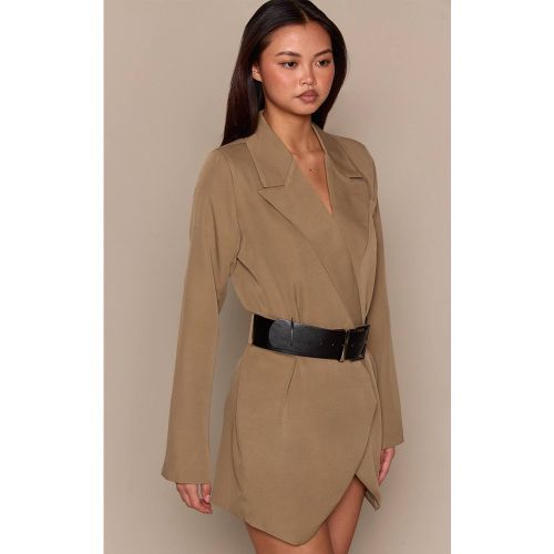 Khaki Robe Blazer Cache-cœur Avec Ceinture | Taille 42 - PrettyLittleThing - Modalova