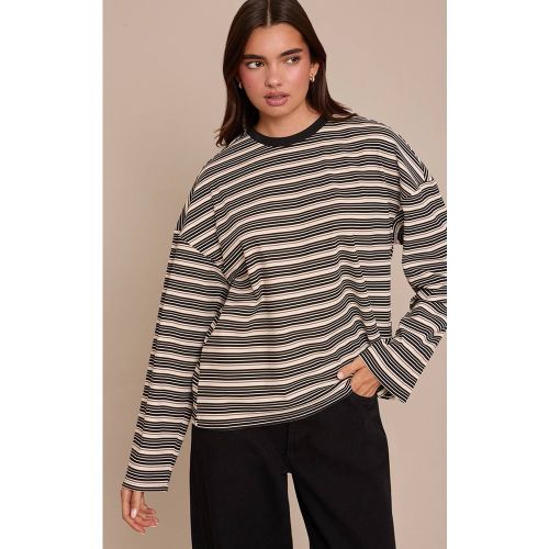 Multi Haut Oversize À Manches Longues En Maille Côtelée Douce Avec Détails Rayés | Taille 32 - PrettyLittleThing - Modalova