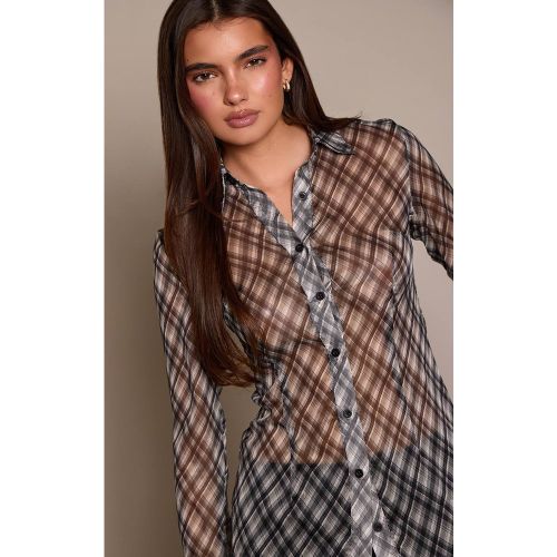 Charcoal Chemise Ajustée En Mousseline | Taille 32 - PrettyLittleThing - Modalova