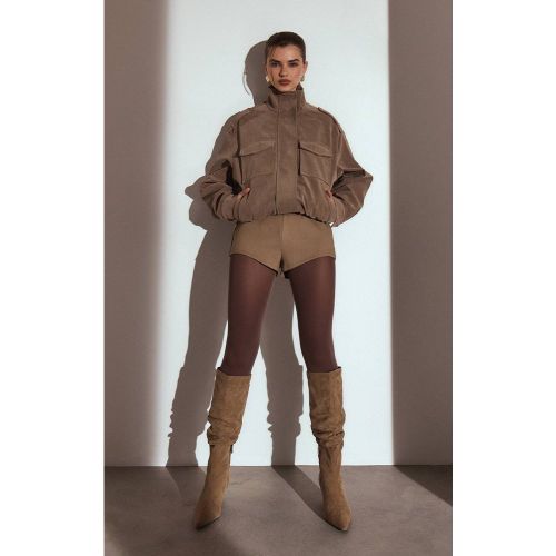 Mocha Short Taille Haute Avec Détail De Ceinture Tissée | Taille 42 - PrettyLittleThing - Modalova