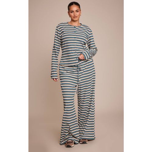 Green Pantalon Coordonné Grande Taille À Rayures Côtelé Souple Avec Taille Élastiquée | Taille 44 - PrettyLittleThing - Modalova