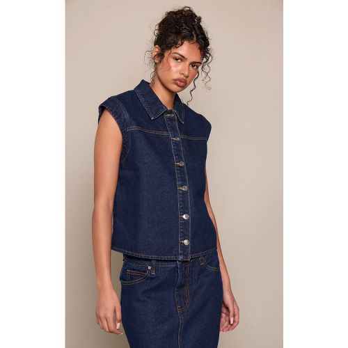 Haut En Denim À Boutons Avec Épaules Structurées | Taille 32 - PrettyLittleThing - Modalova