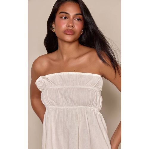 Cream Robe Droite Bustier Effet Lin | Taille 42 - PrettyLittleThing - Modalova