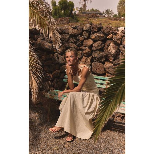 Lemon Robe Maxi À Taille Basse Effet Lin Avec Bretelles | Taille 42 - PrettyLittleThing - Modalova