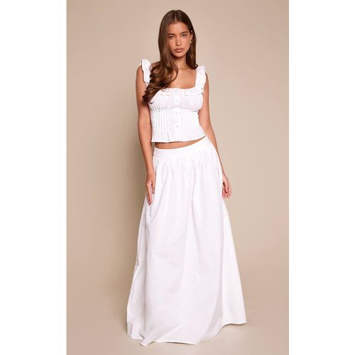 White Jupe Longue Plissée En Coton | Taille 36 - PrettyLittleThing - Modalova