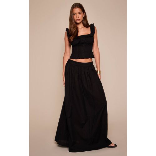 Black Jupe Longue Plissée En Coton Ensemble Coordonné | Taille 36 - PrettyLittleThing - Modalova