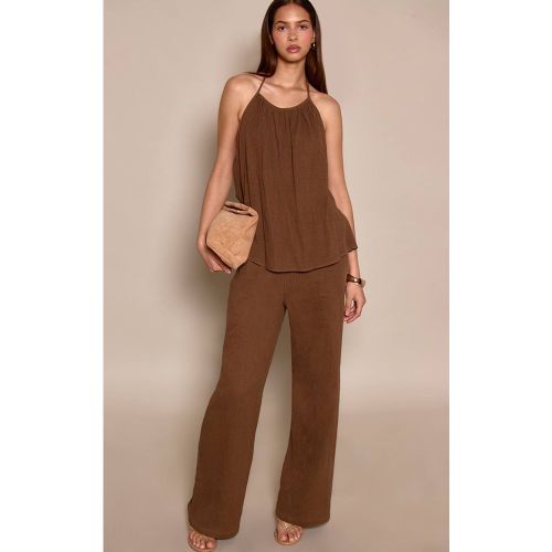 Khaki Ensemble Pantalon Large Coordonné Aspect Lin Texturé | Taille 42 - PrettyLittleThing - Modalova
