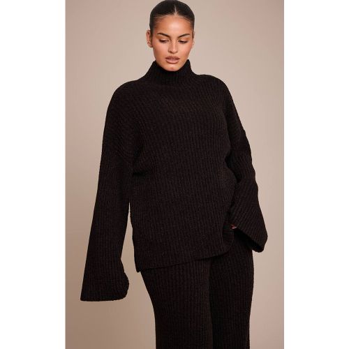 Black Synthétiquell Oversize En Maille Bouclée Côtelée Grande Taille | Taille XL - PrettyLittleThing - Modalova