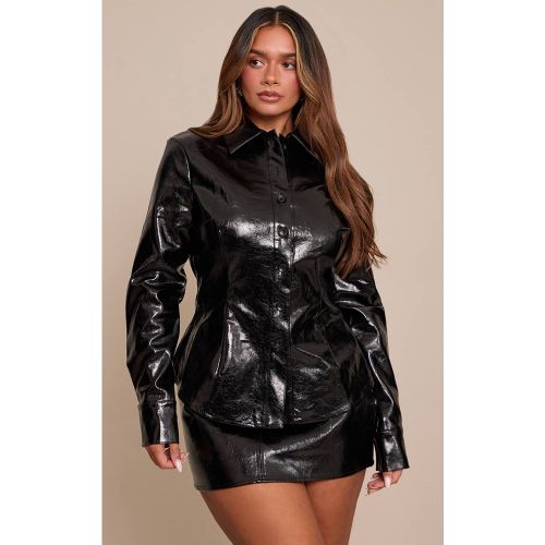 Black Chemise Cintrée En Synthétiquee À Boutons Shape | Taille 36 - PrettyLittleThing - Modalova