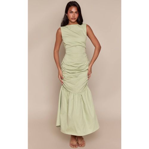 Sage Robe Mi-longue Froncée À Ourlet Évasé | Taille 42 - PrettyLittleThing - Modalova