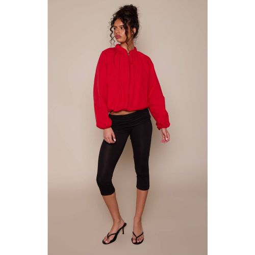 Black Capri En Jersey À Taille Repliable | Taille 42 - PrettyLittleThing - Modalova