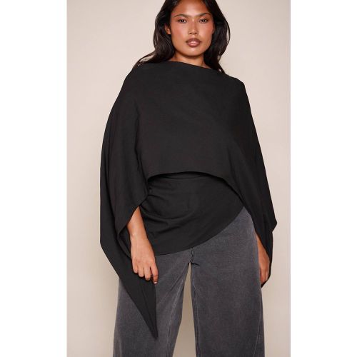 Black Haut Long Froncé Grande Taille Avec Détail Cape Tissée | Taille 46 - PrettyLittleThing - Modalova