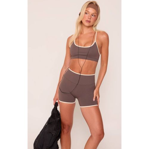 Ensemble Brassière De Sport Sans Couture Contrastée Et Short Scrunch | Taille Small - PrettyLittleThing - Modalova