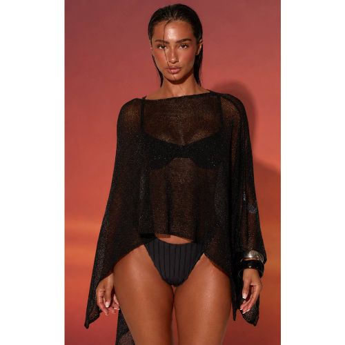 Black Haut De Plage Châle En Maille | Taille XS - PrettyLittleThing - Modalova