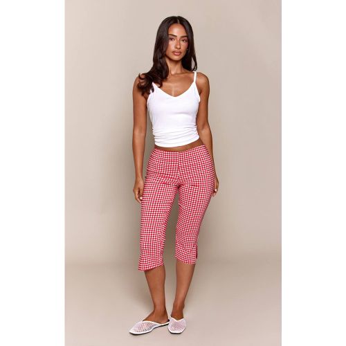 Multi Pantalon Capri Taille Mi-haute À Carreaux Vichy Rouges Petite | Taille 42 - PrettyLittleThing - Modalova