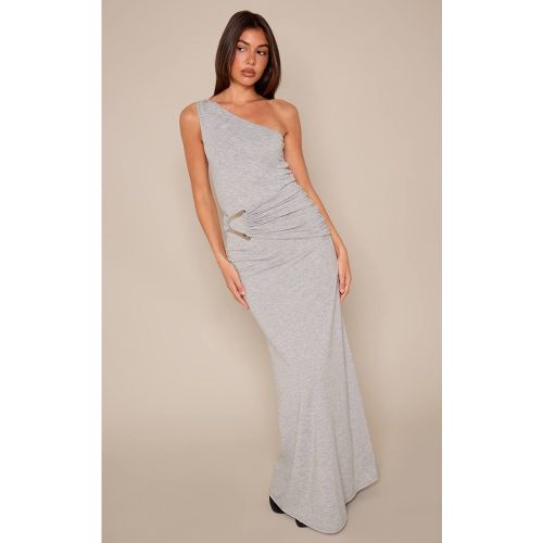 Grey Robe Maxi En Jersey Asymétrique À Une Épaule Avec Détail Garniture | Taille 42 - PrettyLittleThing - Modalova