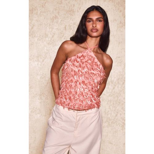 Apricot Haut Dos Nu À Sequins Et Pompons | Taille 32 - PrettyLittleThing - Modalova