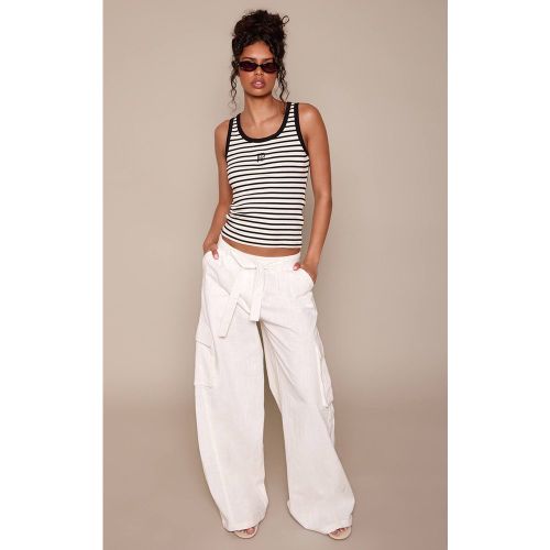 White Pantalon Cargo En Lin | Taille 42 - PrettyLittleThing - Modalova